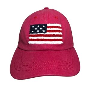 C.C Red American Flag Chenille Patch Hat Red Adjustable Cap